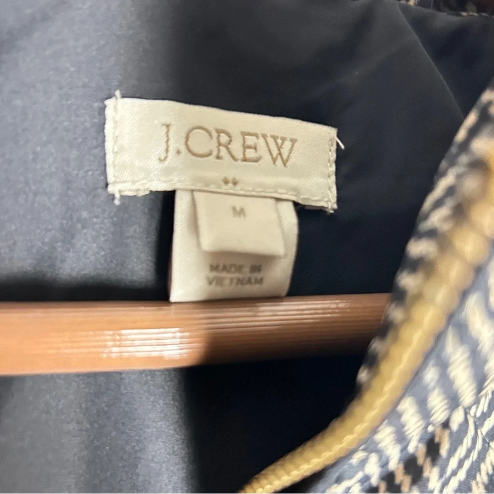 J. Crew Quilted Herringbone Excursion Vest Black Tan Women’s Puffer Size M